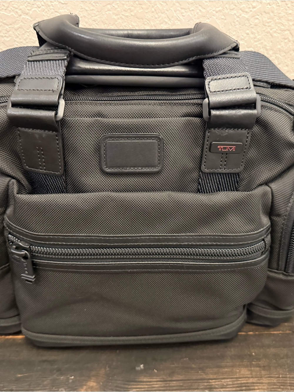 Tumi Black Men's Laptop Briefcase with Front Zip Pocket
